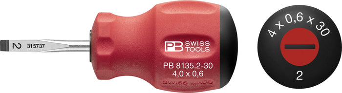 PB Swiss Slotted Stubby Screwdriver 0.6 x 4 x 30mm