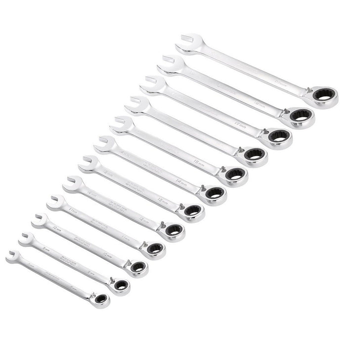 Draper Hi-Torq Metric Reversible Ratchet Combination Spanner Set, 12 Pce
