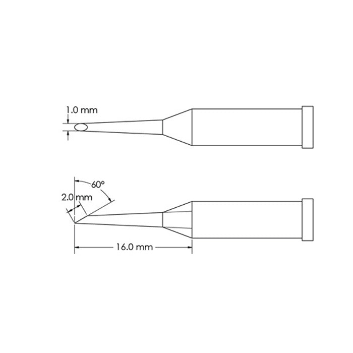 Metcal Hoof Tip (GT4) (Bevel/L) 60°x2.0mm (Ø x L) 1.0x16.0mm GT4-HF6010S