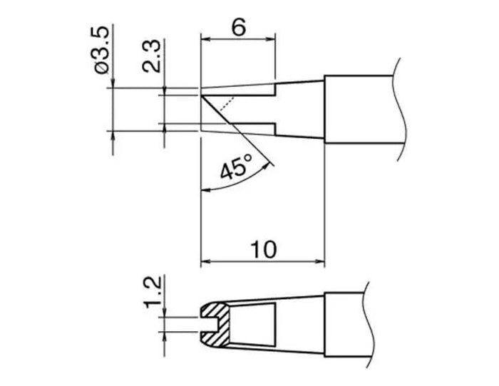 Hakko T12-1612 Soldering Tip With Concave