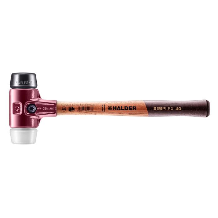 Halder SIMPLEX Soft-Face Mallet Cast Steel Housing & Wood Handle Rubber/Superplastic 635g