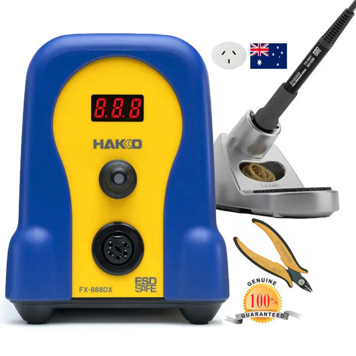 Hakko FX888DX Soldering Station Blue/Yellow 90 Watt (Genuine) WITH FREE PAIR OF TR25 CUTTERS