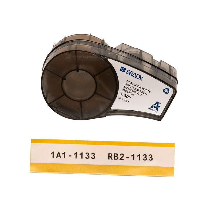 Brady B-427 Self-Laminating Labels 38.1mm x 4.27m Black on White, Clear