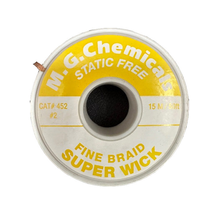 MG Chemicals Superwick 452 Fine Braid #2 Yellow, 15M
