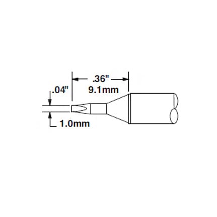 Metcal Chisel (STTC) (WxL) 1.0x9.1mm 600 Series STTC-025