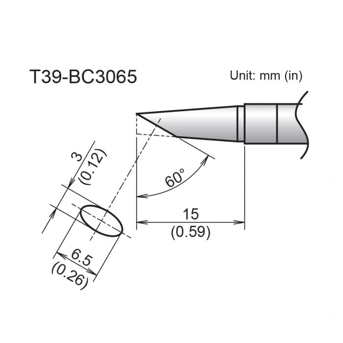 Hakko T39 Soldering Tip/Shape-BC Hor:3mm Vrt:6.5mm For FX971