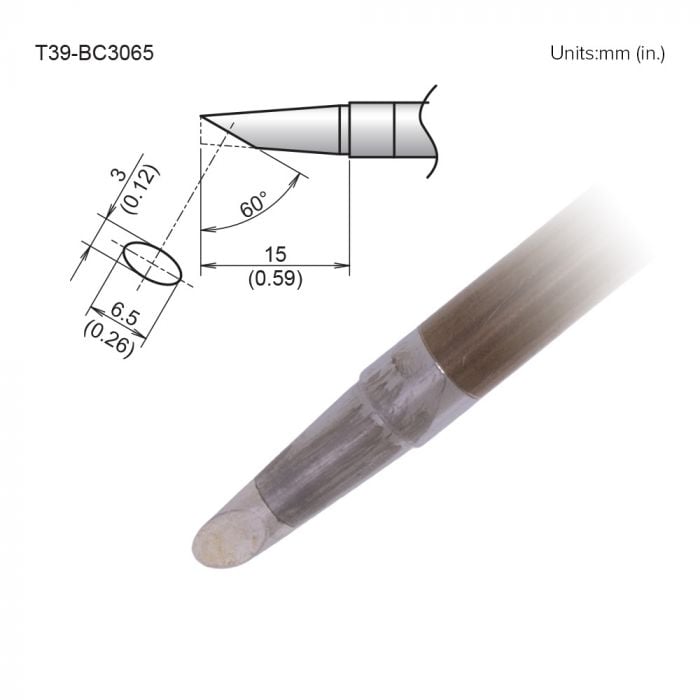 Hakko T39 Soldering Tip/Shape-BC Hor:3mm Vrt:6.5mm For FX971