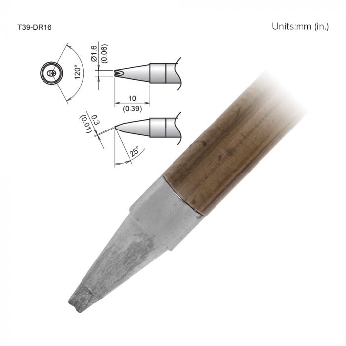 Hakko T39 Soldering Tip/Shape-1.6D W/V-Groove For FX971