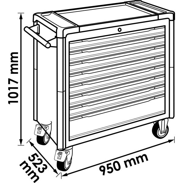 Vigor 499 Piece Tool Trolley Series XL Stainless Steel Worktop with Assortment V4481-X/499