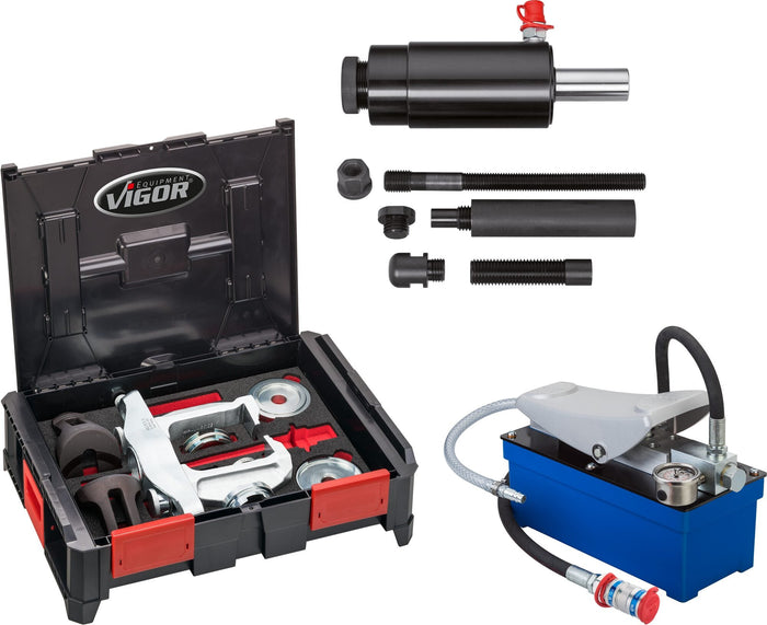 Vigor 26 Piece Compact Wheel Bearing Removal/Installation Set with Pneumatic Foot Pump V5554-2