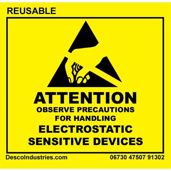 Desco 06730 RS-471 Attention Label, 51mm x 51mm, Reusable, 500/RL