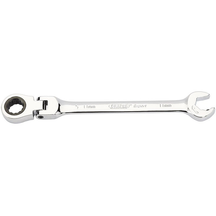Draper Tools Metric Combination Spanner with Flexible Head and Double Ratcheting Features (11mm)