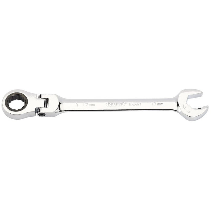 Draper Tools Metric Combination Spanner with Flexible Head and Double Ratcheting Features (17mm)