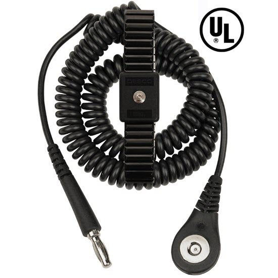 Desco 09087 Medium Metal Adjustable Wrist Strap with 1.8m Cord, 4mm
