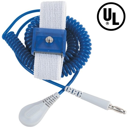 Desco 09130 Jewel Elastic Adjustable Wrist Strap with 3.0m Cord, Sapphire, 4mm