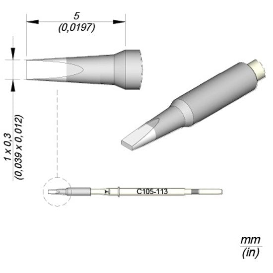 JBC 1.0x0.3mm Chisel Nano Cartridge Tip