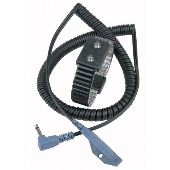 Desco 19859 - Dual-Wire Metal Wrist Strap with 1.8m Snap-One Coiled Cord, 4mm, Small