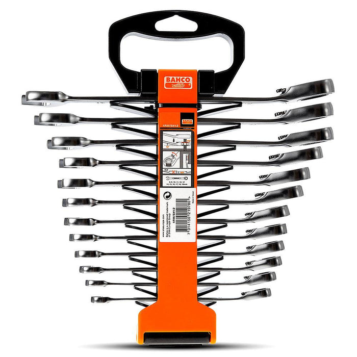 Bahco Metric Combination Ratcheting Spanner Set, 12 pce