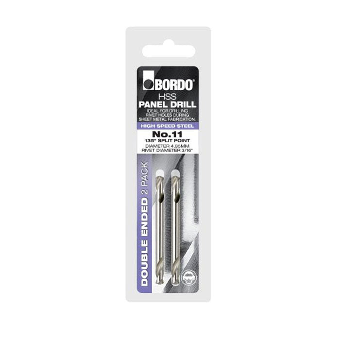 Bordo No.11 Bright Double Ended HSS Panel Drills, 2 Pack