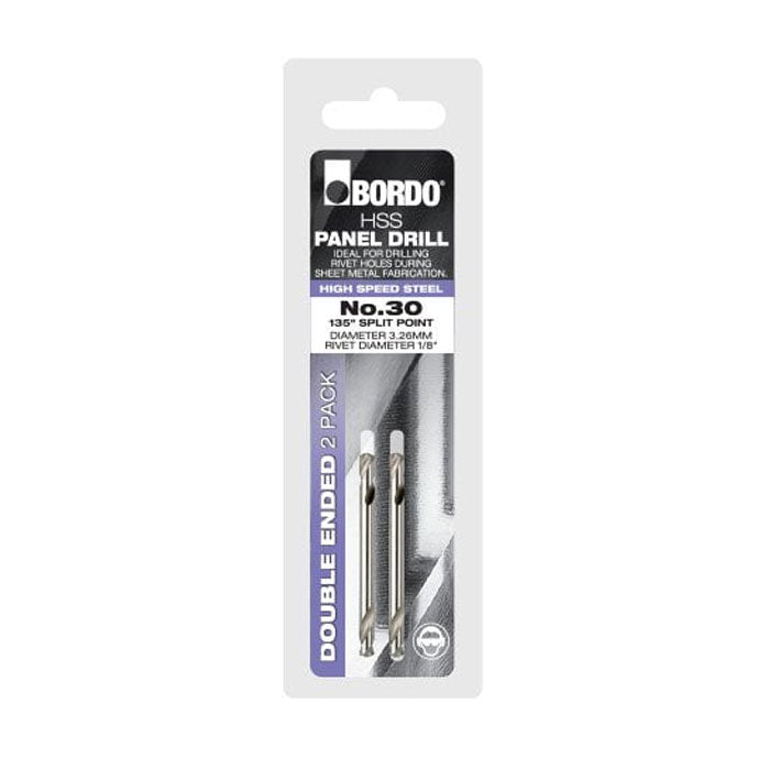 Bordo No.30 Bright Double Ended HSS Panel Drill Bits, 2 Pack