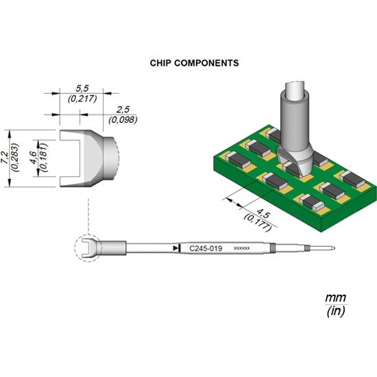 JBC 4.5mm Chip Components Standard Cartridge Tip