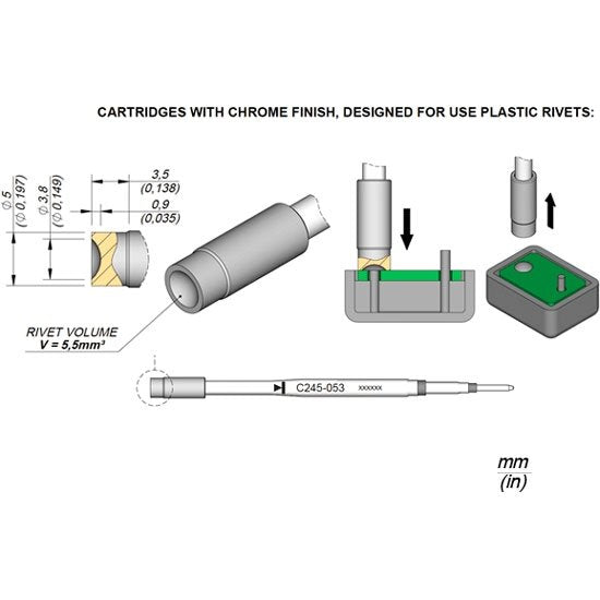 JBC 5mm Especial Cartridge Tip - Chrome Finish