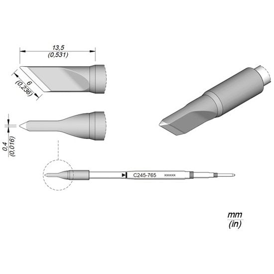 JBC 0.4x6mm Bevel Special Standard Cartridge Tip
