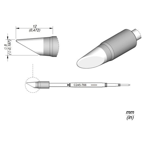 JBC 0.5mm Extra Bevel Standard Cartridge 20mm Longer