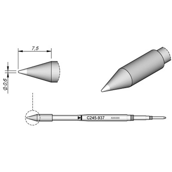 JBC 0.6mm High thermal cartridge Tip