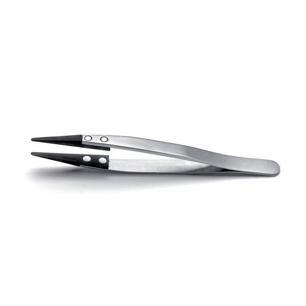 Ideal-Tek Plastic Tip Tweezers Straight, Flat, Round ESD Safe 130mm 2ACF.SA