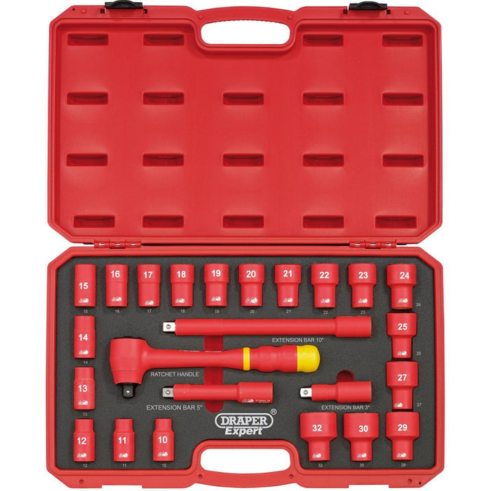 Draper Tools 1/2 Square. Drive. VDE Socket Set (24 Piece)