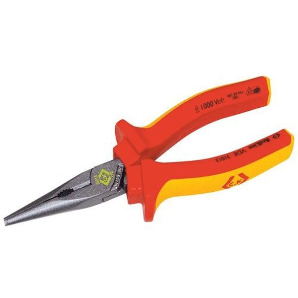 CK Tools 431013 RedLine VDE Insulated Snipe Nose Pliers, 7-1/4-Inch OAL