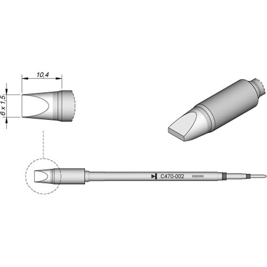 JBC 6.0x1.5mm Chisel Heavy Duty Cartridge Tip