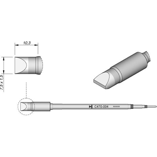 JBC 7.5x1.5mm Chisel Heavy Duty Cartridge Tip