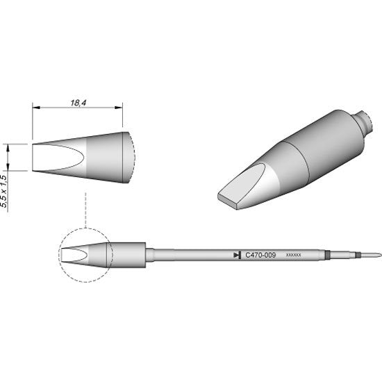 JBC 5.5x1.5mm Chisel Heavy Duty Cartridge Tip
