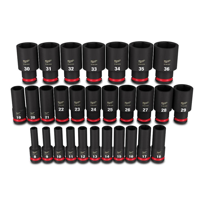 Milwaukee Shockwave™ 1/2in Drive 29PC Metric Deep 6 Point Impact Socket Set