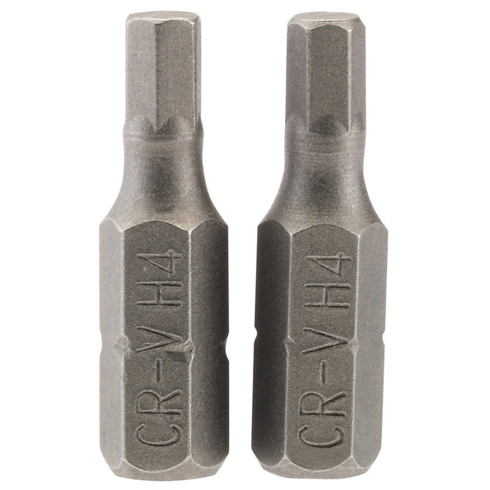 Draper Tools 4mm 1/4 Hex. Hexagonal Insert Bit 25mm Long x 2