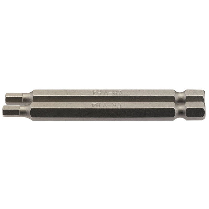 Draper Tools 4mm 1/4 Hex. Hexagonal Insert Bit 75mm Long x 2