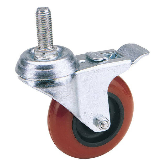 Draper Tools 100mm Dia. Swivel Bolt Fixing Polyurethane Wheel with Brake - S.W.L. 125Kg