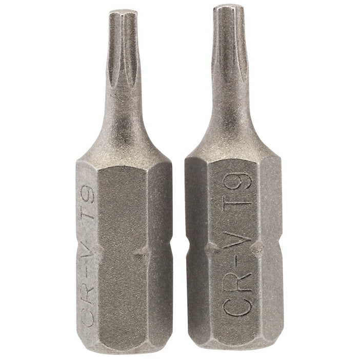 Draper Tools T9 1/4 Hex. Draper TX-STAR® Insert Bit 25mm Long x 2