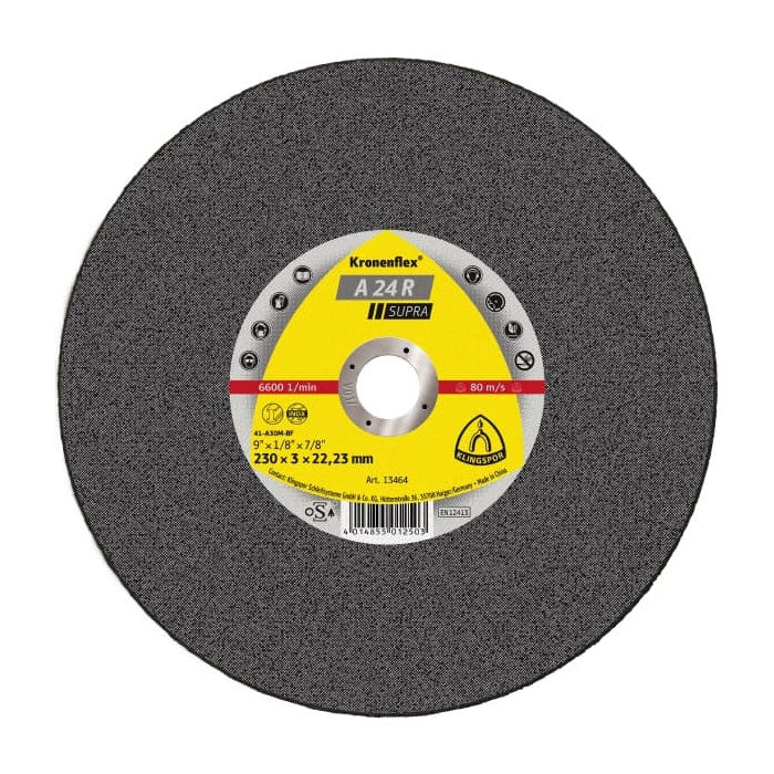 Klingspor Cutting Off Wheel - (A24R) Supra/Flat/8500rpm Medium 180x3x22mm