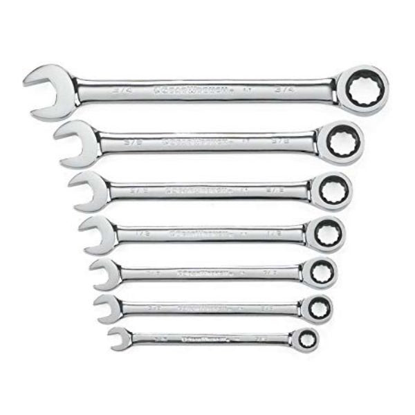 GearWrench 7 Piece 12 Point Ratcheting Combination SAE Wrench Set