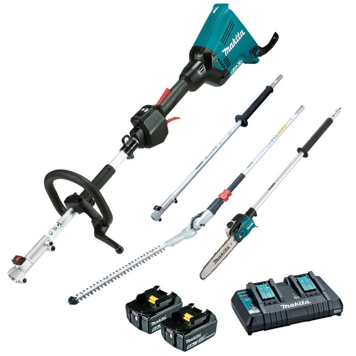 Makita 2 x 18V Brushless Multi-Function Powerhead, Pole Saw & Hedge Trimmer Kit DUX60PSHPT2