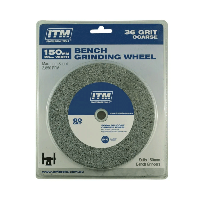 ITM Bench Grinding Wheel Aluminium Oxide 150 x 25mm 36 Grit Coarse