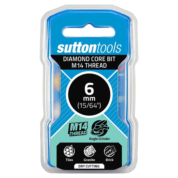 Sutton H116 Diamond Core Bit 6mm x M14 Thread Cut Depth 35mm
