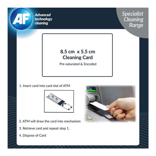 AF Cardclene ATM Magnetic Head & Chip Contact Cleaning Cards