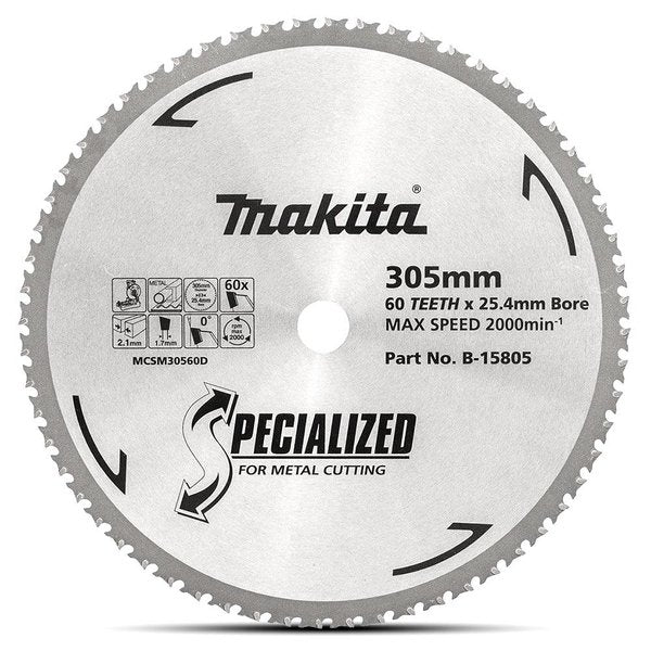Makita 305MM 60T TCT Cold Saw Cutting Blade Specialized Metal