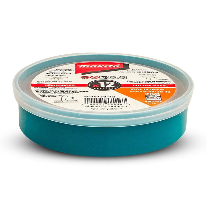 Makita Elite 100 x 1.0 x 16mm INOX Cutting Cut Disc, 12Pk