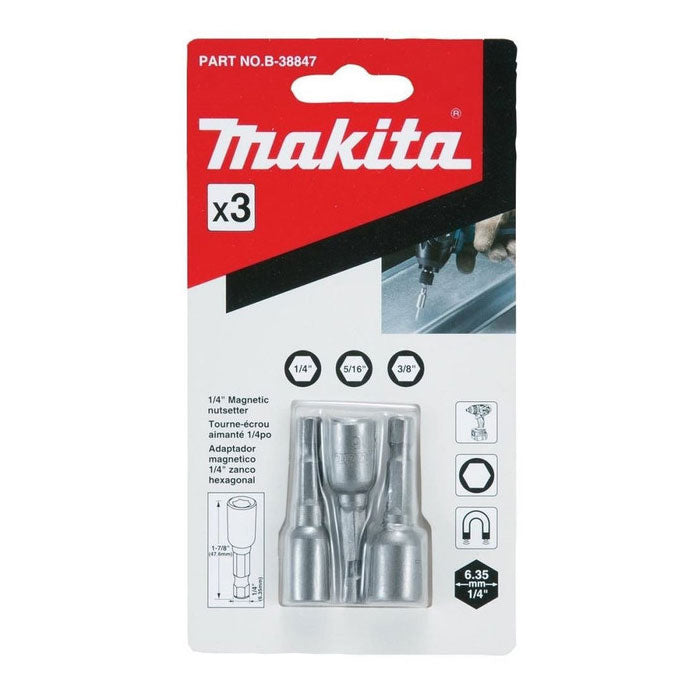 Makita 3pce Magnetic Nuttsetter Set (1/4