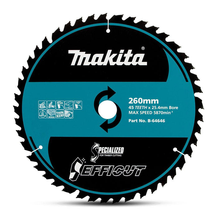 Makita Efficut Wood TCT Saw Blade 260mm x 25.4 x 45T